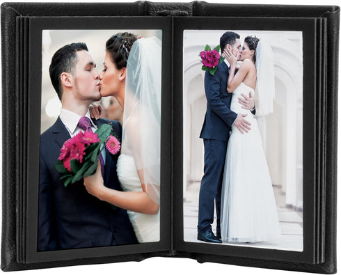 Neil Enterprises Inc. 2.5" x 3.5" Black Leather Self-Stick Photo Album - Holds 10 Photos...