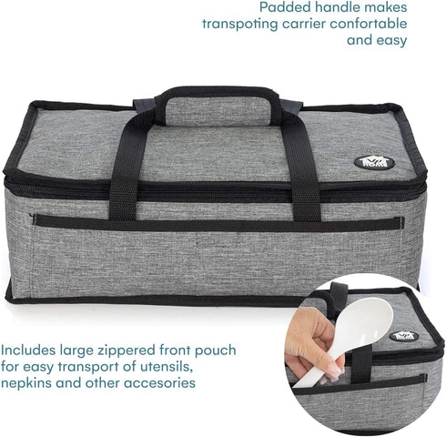 VP Home Insulated Casserole Carrier Travel Bag (Heather Gray) for Trip, Birthday Party, Mother's Day, Grocery Store, Supermarket, Outdoor Picnic e...