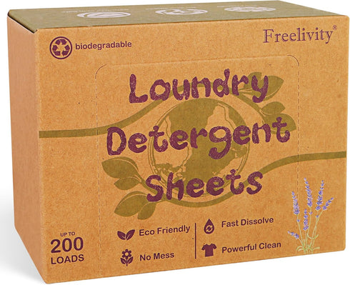 Laundry Detergent Sheets, 200 Loads Eco-Friendly Laundry Soap Strips - No Plastic Jug Hypoallergenic Liquid Less Dissolvable Space Saving Sheets f...