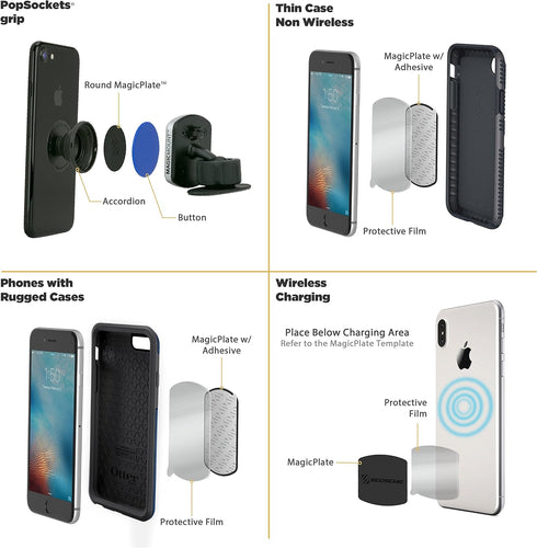 Scosche MPRNDRK-SP MagicMount Phone Replacement Plate Kit - for Magnetic Car Phone Mount Holder with Extra Strength Hold, Universal with All Devic...