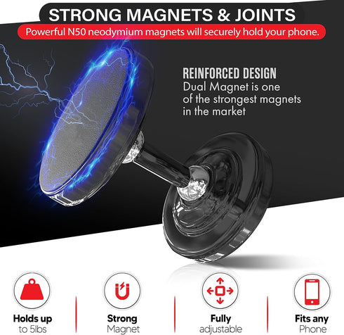 Dual Gym Magnetic Phone Holder for Gym-Top Magnetic Hold for Any Metal Surface. Phone Gym Magnet and Phone Mount for Gym - Mobile Videos and Pictu...