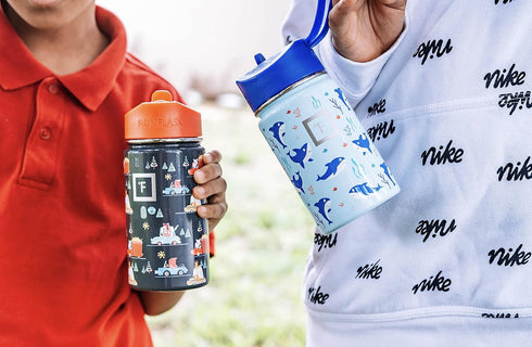 IRON °FLASK Kids Water Bottle - Straw Lid, 20 Name Stickers, Vacuum Insulated Stainless Steel, Double Walled Tumbler Travel Cup, Mug - Lama Rainbo...