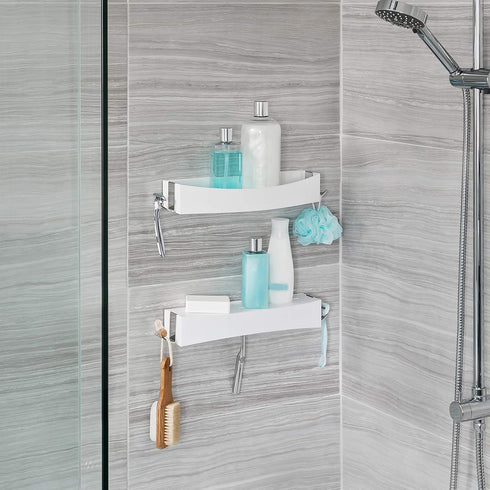 Better Living Clever Flip Shower Shelf, Basket or Shelf, Wall Mounted Shower Caddy Organizer with Removable Hooks, Multi-Purpose, No Drilling Adhe...