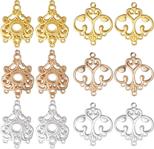 Earring Chandelier Charms,12pcs Chandelier Component Links Alloy Earring Connector Charms Chandelier Earring Components Earring Jewelry Making for...