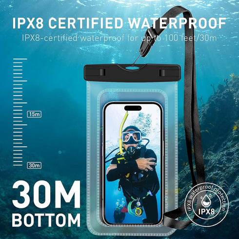 Waterproof Pouch, Large Waterproof Cellphone Dry Bag for iPhone 15 14 13 Pro Max Max LG Samsung Cellphone, IPX8 Waterproof Phone Case Travel Acces...