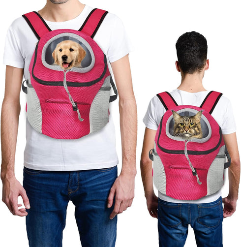 Fhiny Dog Carrier Backpack, Comfortable Doggy Front Backpack Pet Puppy Carrier Travel Pack with Breathable Head Out Design and Padded Shoulder for...