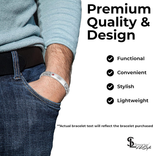 Smarter LifeStyle Elegant Medical ID Bracelet for Men - Surgical Grade Steel Medical Bracelet (Coumadin)...