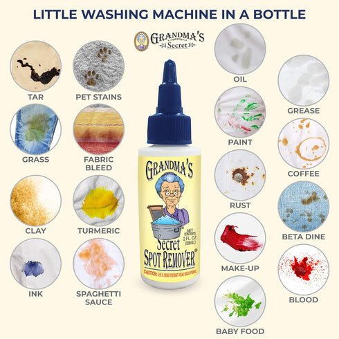 Grandma's Secret Spot Remover - Chlorine, Bleach, and Toxin-Free Stain Remover - Stain Remover for Clothes - Fabric Stain Remover Removes Oil, Pai...