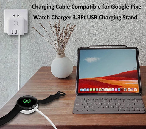 USB Watch Charger Cable for Google Pixel-Watch, Magnetic Replacement Charging Cable Cord Stand for Google Pixel Smartwatch, White, 3.3FT......