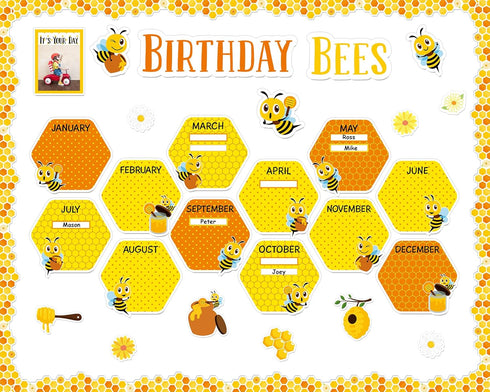 127Pcs Bee Birthday Bulletin Board Set Birthday Bee Hive Decorations Honeycomb Cutouts Birthday Classroom Bulletin Board Bee Bulletin Board Birthd...