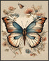 Posterizer 1 pcs- Blue and orange butterfy with wild flowers-Art for Animal Lovers-Floral Botanical Art- Gift for Men Women Teens-Living Room Bedr...