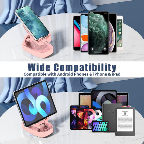 Cell Phone Stand with Wireless Bluetooth Speaker for Men and Women with LED Atmosphere Light HD Surround Sound Speaker for Home,Office,Outdoor Com...