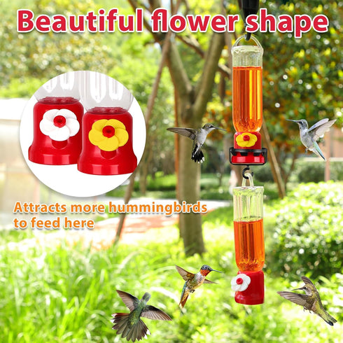ORIENTOOLS Hummingbird Feeder with Window Hanger- 2pcs Window Bird Feeder, 2.2 oz/Pc Mini Hanging Flower Bird Feeders for Suction Cup...