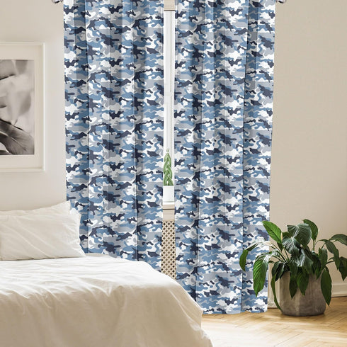Ambesonne Camouflage Window Curtains, Illustration Abstract Soft Colors Pattern Surreal Shapes Design Art, Lightweight Decor 2-Panel Set with Rod ...
