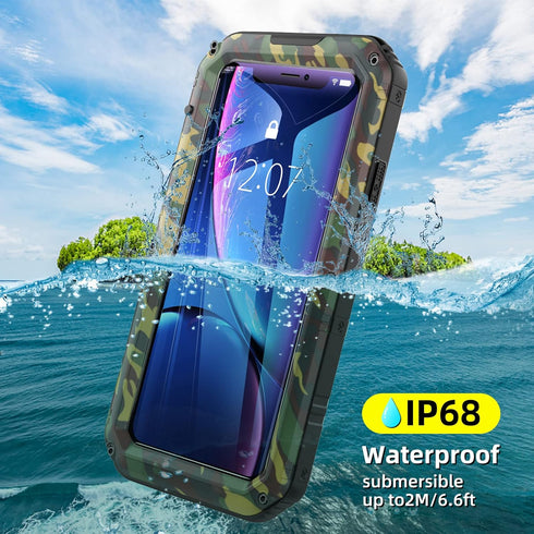Beasyjoy for iPhone XR Metal Case Heavy Duty with Screen Full Body Protective Waterproof Shockproof Drop Proof Tough Rugged Hybrid Military Grade ...