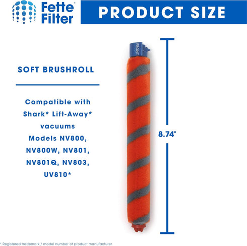 Fette Filter - Soft Brushroll Compatible with Shark Models NV800 NV800W NV801 NV801Q NV803 UV810 HV380 HV381 HV382 HV383 HV384. Compare to Part # ...