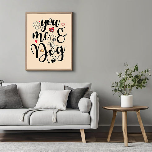 Posterizer 1 pcs-you, me and the dog-Art for Animal Lovers-Typography Art-Gift For Animal Lovers-Gift for Couples boyfriend girlfriend Husband Wif...