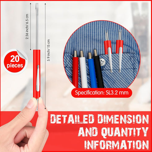 20 Pcs Pocket Screwdriver Double End Mini Screwdriver Set Dual-use Valve Core Removal Tool with Clips Slotted Screwdriver for Ring Doorbell Electr...