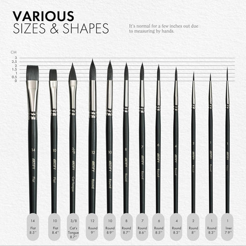 ARTIFY 12 PCS Watercolor Brushes Set, Synthetic Paint Brushes for Watercolor Painting, Acrylic, Gouache & Oil Painting - Detail Paint Brushes, Rou...