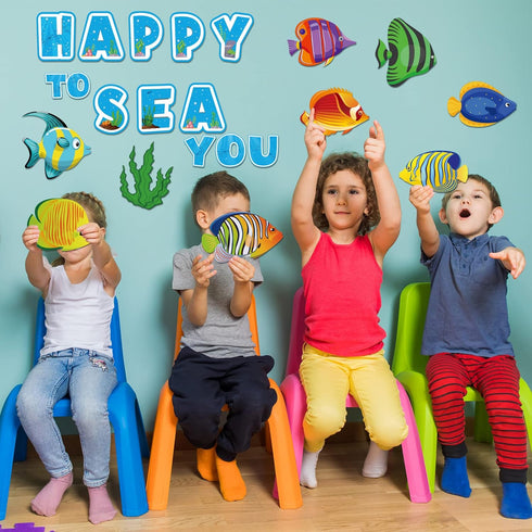 Fish Cutouts Tropical Fish Classroom Bulletin Board Decorations Fishing Ocean Themed Birthday Party Supplies for Toddler Kids Students Classroom...