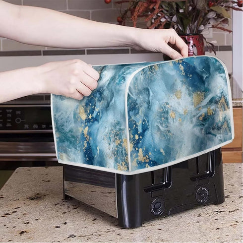ZDCUSTOM Blue Marble Toaster Cover Dust for Kitchen, Quilted 4 Slice Toaster Appliance Dustproof Fingerprint Protectors and Greasy Protection Anti...
