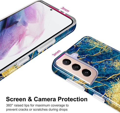 JIAXIUFEN Galaxy S21 Case Gold Sparkle Glitter Marble Slim Shockproof TPU Soft Rubber Silicone Cover Phone Case for Samsung Galaxy S21 5G 6.2 inch...
