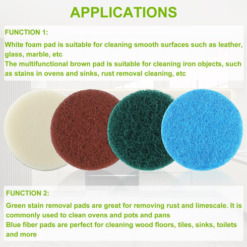 16pcs Electric Cleaning Brush Pad Set 4 Foam Pads 4 Kitchen Mats 4 Heavy Duty Pads 4 Microfibre Pads fit for Bosch Home/Garden 6033 Battery Cleani...