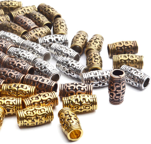 BronaGrand 60pcs Column Spacer Beads Large Hole Beads Charms Hollow Tube Bead for DIY Necklace Bracelets...