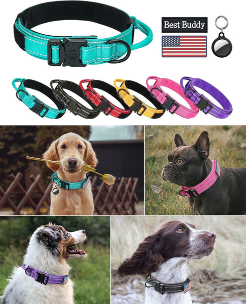 Tactical Dog Collar - Adjustable Military Training Nylon Reflective Collar with Handle and Heavy Duty Durable Metal Buckle for Medium Large Dogs, ...