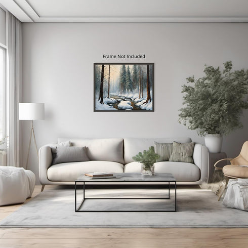 Posterizer 1 pcs-snowy jungle in winter in oil painting style-1-Landscape & Nature Art-GIft for Men Women Teens-Living Room Bedroom Decor- unframe...