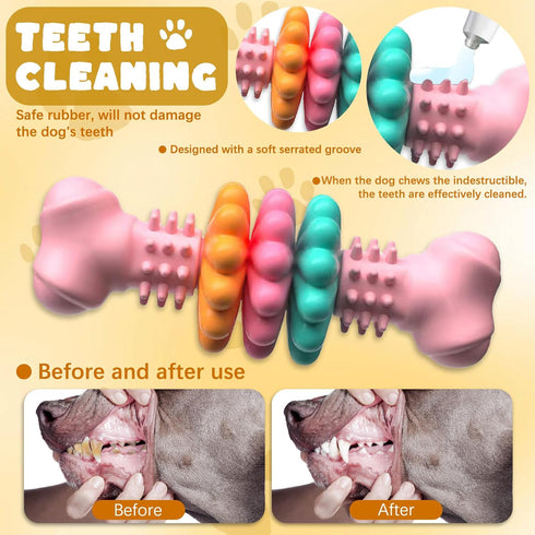 Dog Chew Toys for Small Dogs Toothbrush Stick Teeth Cleaning Brush Dental for Aggressive Chewers, Durable Interactive Dog Toys, Rubber Dog Toys fo...