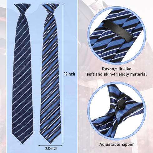Janmercy 6 Pcs Clip on Tie for Men Clip on Easy Necktie Striped Solid Plaid Dots Mixed Lot Tie for Office School, 20 Inch (Stripe Style)...