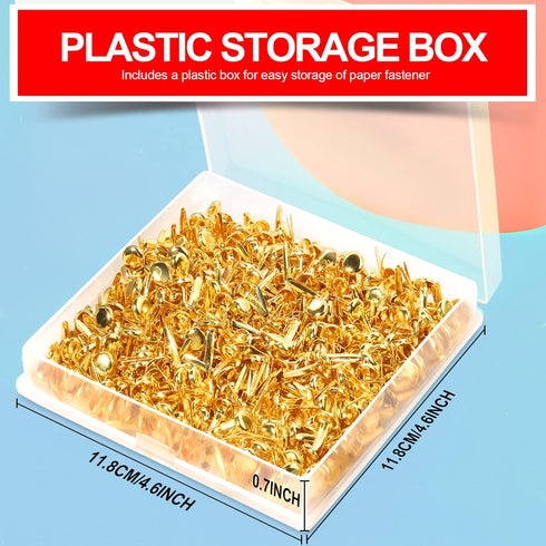 500PCS Mini Paper Brads, HNYYZL Paper Brass Fasteners Metal Brass Brads with Box, Mini Round Head 8mm Paper Fasteners for Paper Crafts, Scrapbooki...