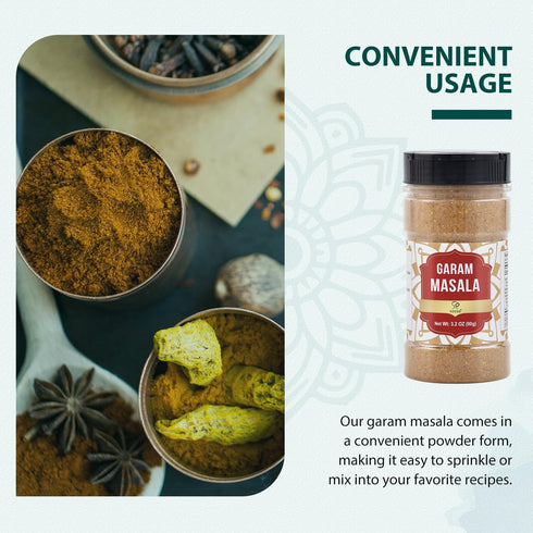 Soeos Garam Masala, 3.2 oz (90g), Garam Masala Spice Powder, All Natural, Vegan, No Colors, Kosher, Indian 8-Spice Blend, Masala Seasoning...