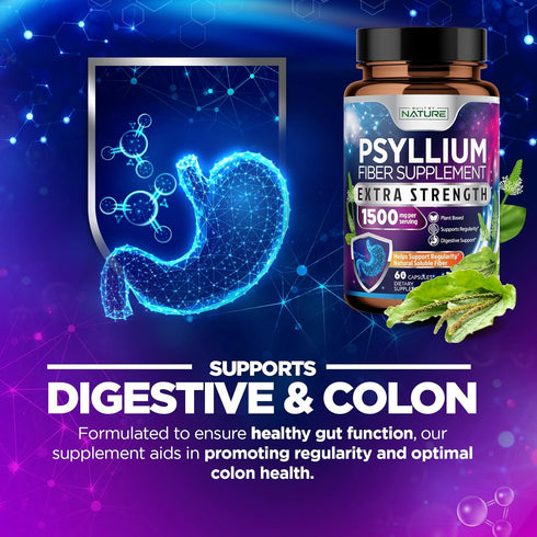 Psyllium Husk Capsules 1500mg - Fiber Supplement - Natural Soluble Fiber Pills with Psyllium Husk Powder - Supports Digestive Gut and Colon Health...