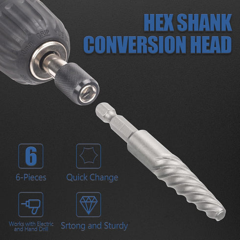 Damaged Screw Extractor Set, Easy Out Bolt Extractor with Quick Change Adapter for Easily Remove Broken Bolts, Stripped Screws, Studs, 6-Piece...