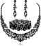 FIASASO Black Bridal Jewelry Set for Women Rhinestone Wedding Necklace Bracelet Dangle Earrings for Bride Bridesmaid Prom Jewelry Accessories...