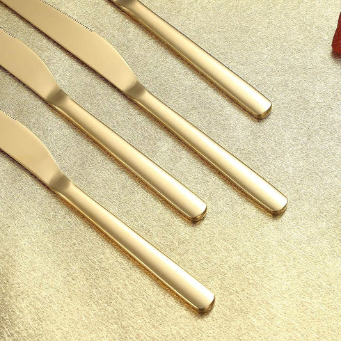 HOMQUEN Gold Steak Knives, 8 Piece Premium Stainless Steel Steak Knife Set, Meat Knife Sets, German Steak Knives Serrated, Tomato Knife, For Home,...
