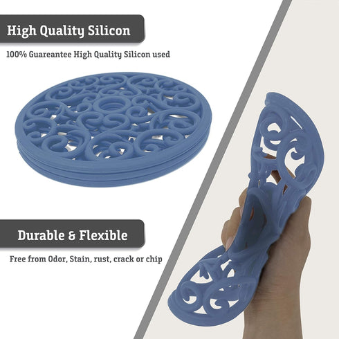 Makerstep Silicone Trivet Mat 3 Set in Heart Design Trivets. Hot Pan Holder Hot Pads for Countertop & Table. Non Slip, Serving Dishes Plates. Dish...