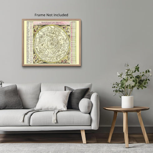 Posterizer 1 pcs-1730 celestial map of the Northern Hemisphere Sky-Astrology & Zodiac Art-Astronomy & Celestial Art-Gift for Steampunk and Astrolo...