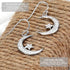 Sterling Silver Round Cubic Zirconia Crescent Moon & Star Dangle Earrings Star Jewelry for Women Mom...