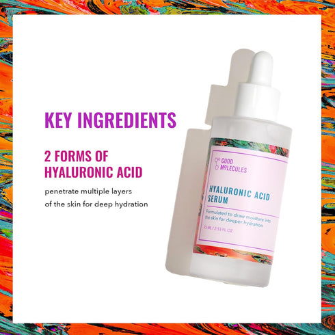 Good Molecules Hyaluronic Acid Serum - Hydration for Dry Skin to Moisturize, Plump, and Firm - 1% HA, Anti-aging Water-Based Skincare for Face...