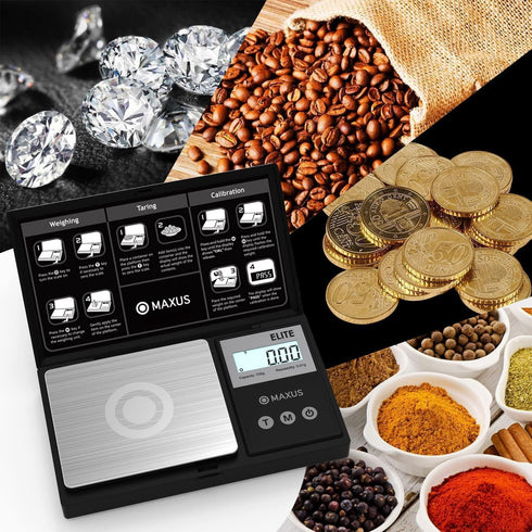 MAXUS Digital Pocket Gram Scale 500g x 0.01g High Precision with Tray, Weighs Small Food, Jewelry, Ounces, Grains, LCD Display, Tare Function...