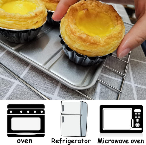 Egg Tart Molds 12PCS Tart Pan 2.6inch, Mini Carbon Steel Non Stick Tart Pans, Tart Molds For Baking (2.6 inch)...