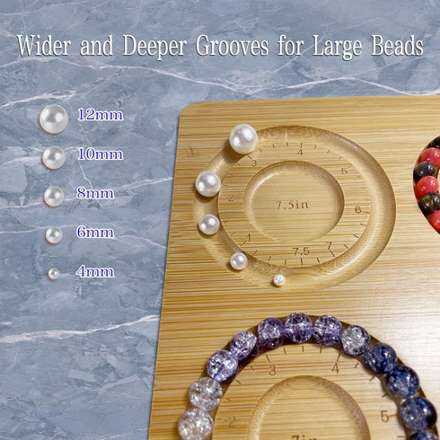 Favonuovy Bead Boards for Jewelry Making Bamboo Bracelet Making Bead Tray 5" 5.5" 6" 6.5" 7" 7.5" All in Inches Wooden Bracelets Sizer Measurement...