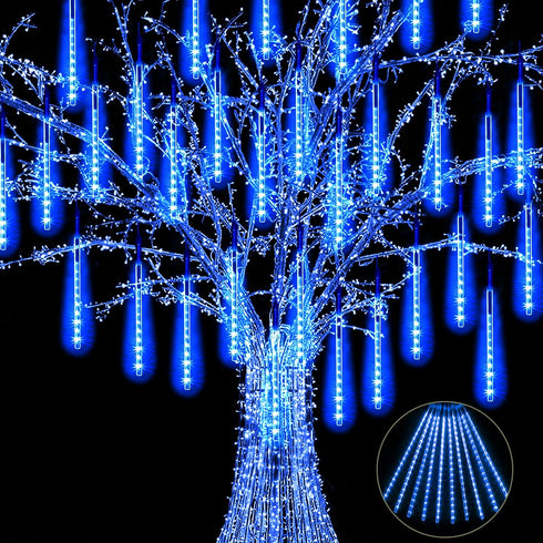 JJGoo Christmas Lights Meteor Shower Rain Lights, 10 Tube 12 inch 240 LEDs Icicle Lights Outdoor Raindrop Lights for Xmas Halloween Wedding Party ...
