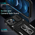 DEERLAMN for iPhone 15 Case with Slide Camera Cover + Screen Protector (2 Packs), Rotated Ring Kickstand Military Grade Shockproof Protective Cove...