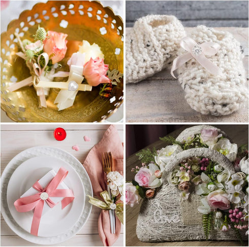 Rhinestone Flower Buttons, 45 Pcs Pearl Buttons Flat Back Rhinestone Buttons Embellishments DIY Crafts for Wedding Party Clothes Bags Jewelry Maki...