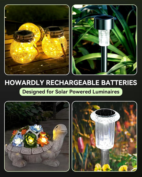 Ni-MH AAA 600mAh 1.2v Rechargeable Battery for Solar Lights, AAA 1.2V Rechargeable Battery Pre-Charged, Low Self - Discharge for Outdoor Solar Lig...
