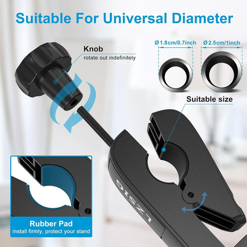 Updated Tablet Mount Holder for Mic Stand, Adjustable Microphone Music Stand iPad Phone Holder Stand, Compatible with iPad, iPhone, Android, All 4...